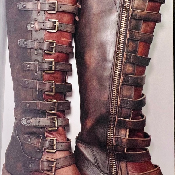 Freebird Boots - Rylan - Cognac Multi - Size 8 - Tall Lace Up Leather Boots - Picture 12 of 16